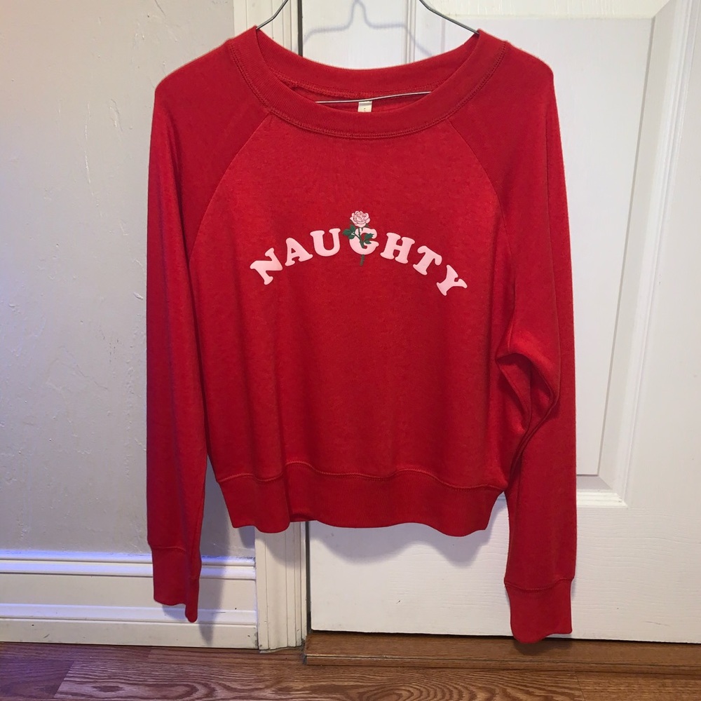 A red long-sleeve shirt.